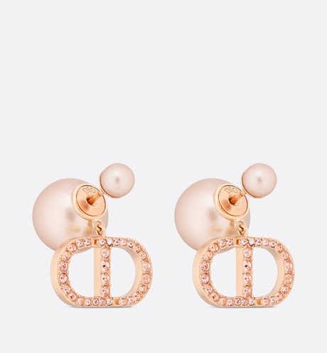 Dior Tribales Earrings • Pink-Finish Metal with Pink Resin Pearls and Crystals