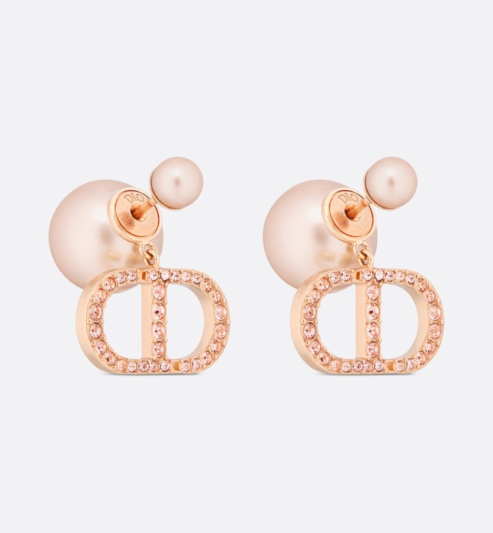 Dior Tribales Earrings • Pink-Finish Metal with Pink Resin Pearls and Crystals