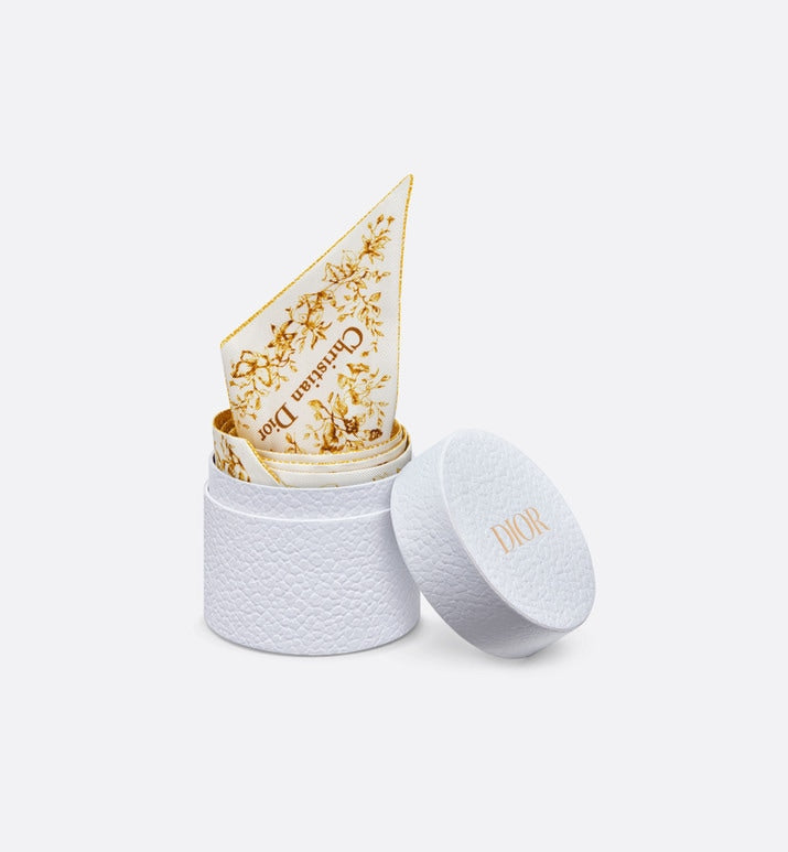 Butterfly Around the World Mitzah Scarf • White and Gold-Tone Silk Twill