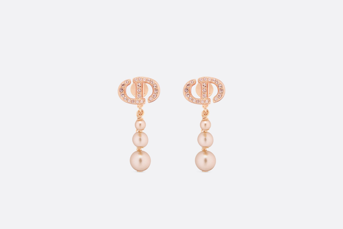 CD Navy Earrings • Pink-Finish Metal with Pink Resin Pearls and Crystals