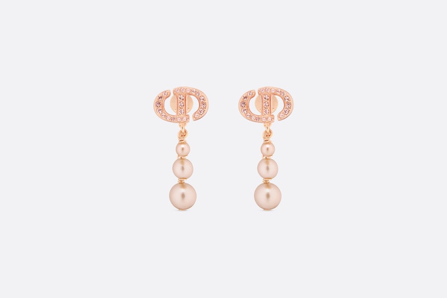 CD Navy Earrings • Pink-Finish Metal with Pink Resin Pearls and Crystals