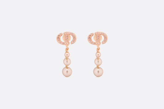 CD Navy Earrings • Pink-Finish Metal with Pink Resin Pearls and Crystals