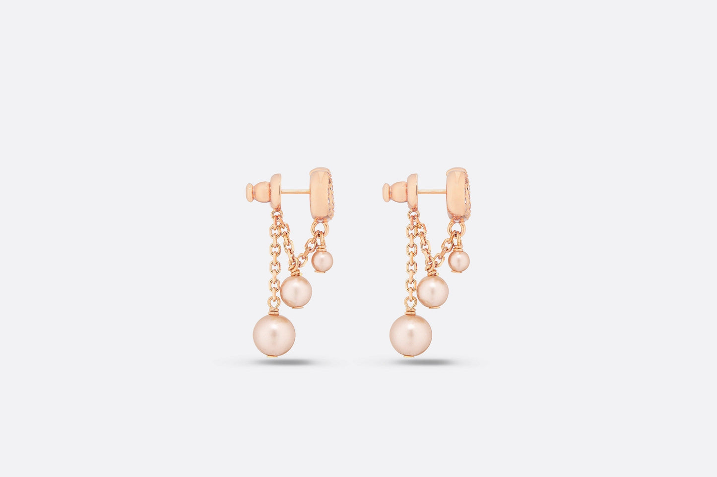 CD Navy Earrings • Pink-Finish Metal with Pink Resin Pearls and Crystals