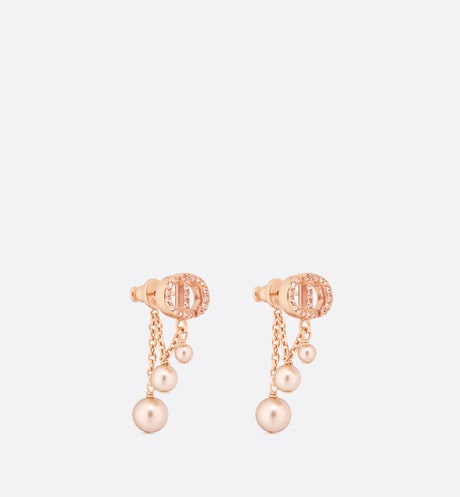 CD Navy Earrings • Pink-Finish Metal with Pink Resin Pearls and Crystals