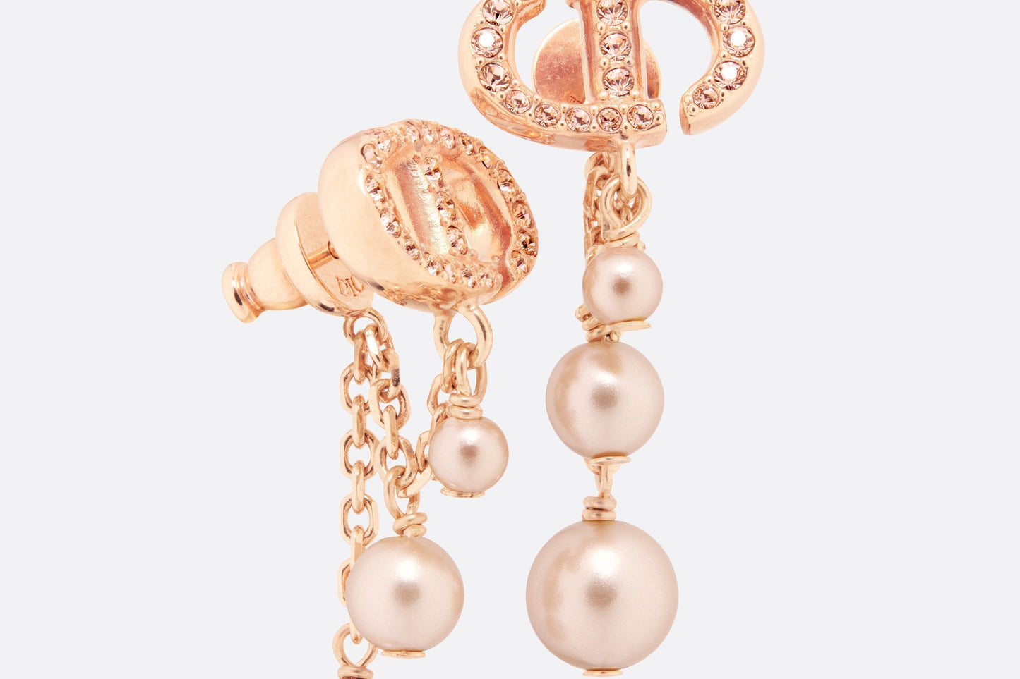 CD Navy Earrings • Pink-Finish Metal with Pink Resin Pearls and Crystals