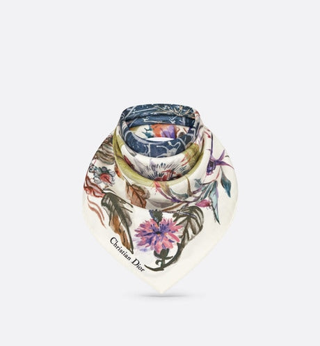 La Roue de la Fortune Tarot 70 Square Scarf • White Multicolor Silk Twill