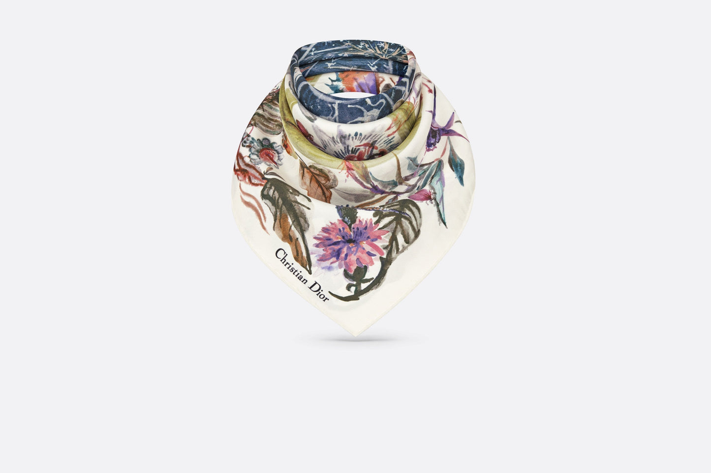 La Roue de la Fortune Tarot 70 Square Scarf • White Multicolor Silk Twill