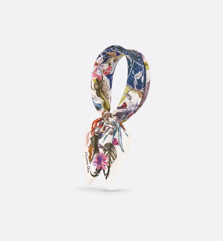 La Roue de la Fortune Tarot 70 Square Scarf • White Multicolor Silk Twill