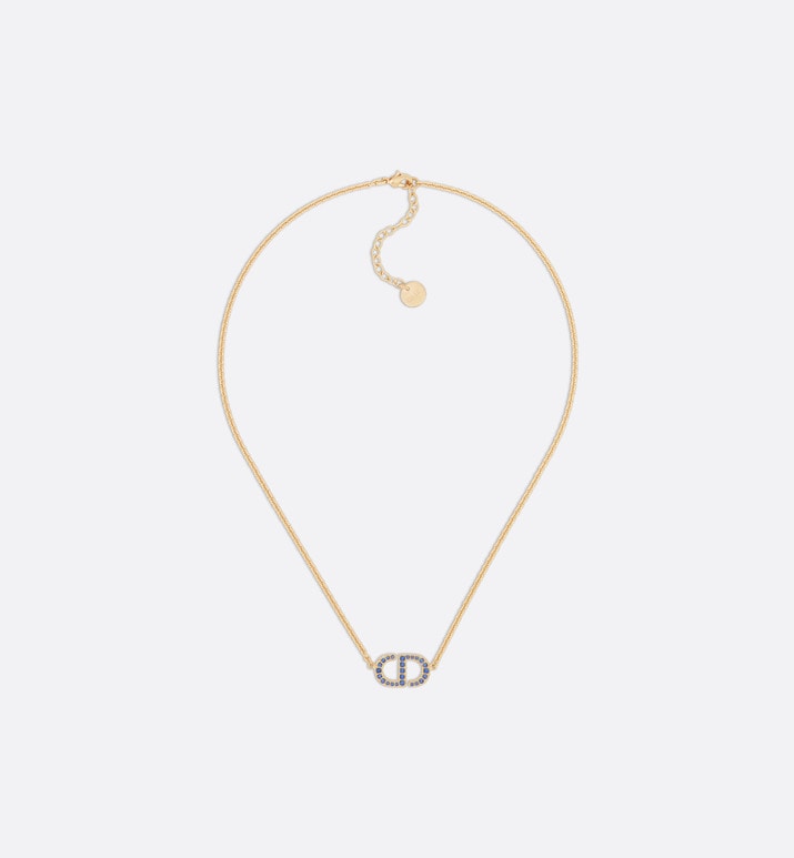 Petit CD Necklace • Gold-Finish Metal and Blue Crystals