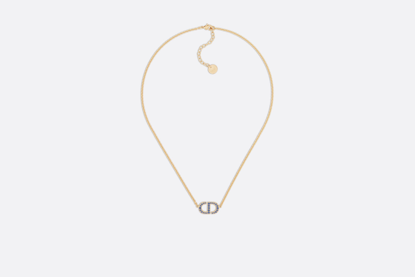 Petit CD Necklace • Gold-Finish Metal and Blue Crystals