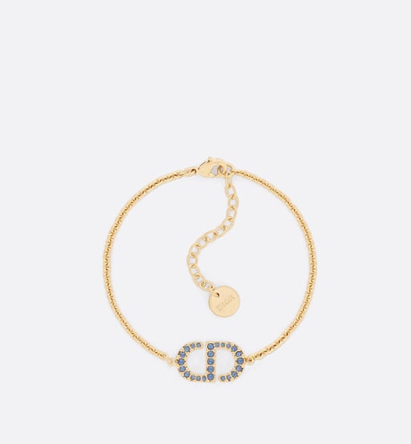 Petit CD Bracelet • Gold-Finish Metal and Blue Crystals