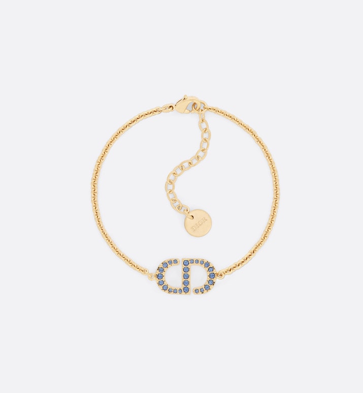 Petit CD Bracelet • Gold-Finish Metal and Blue Crystals
