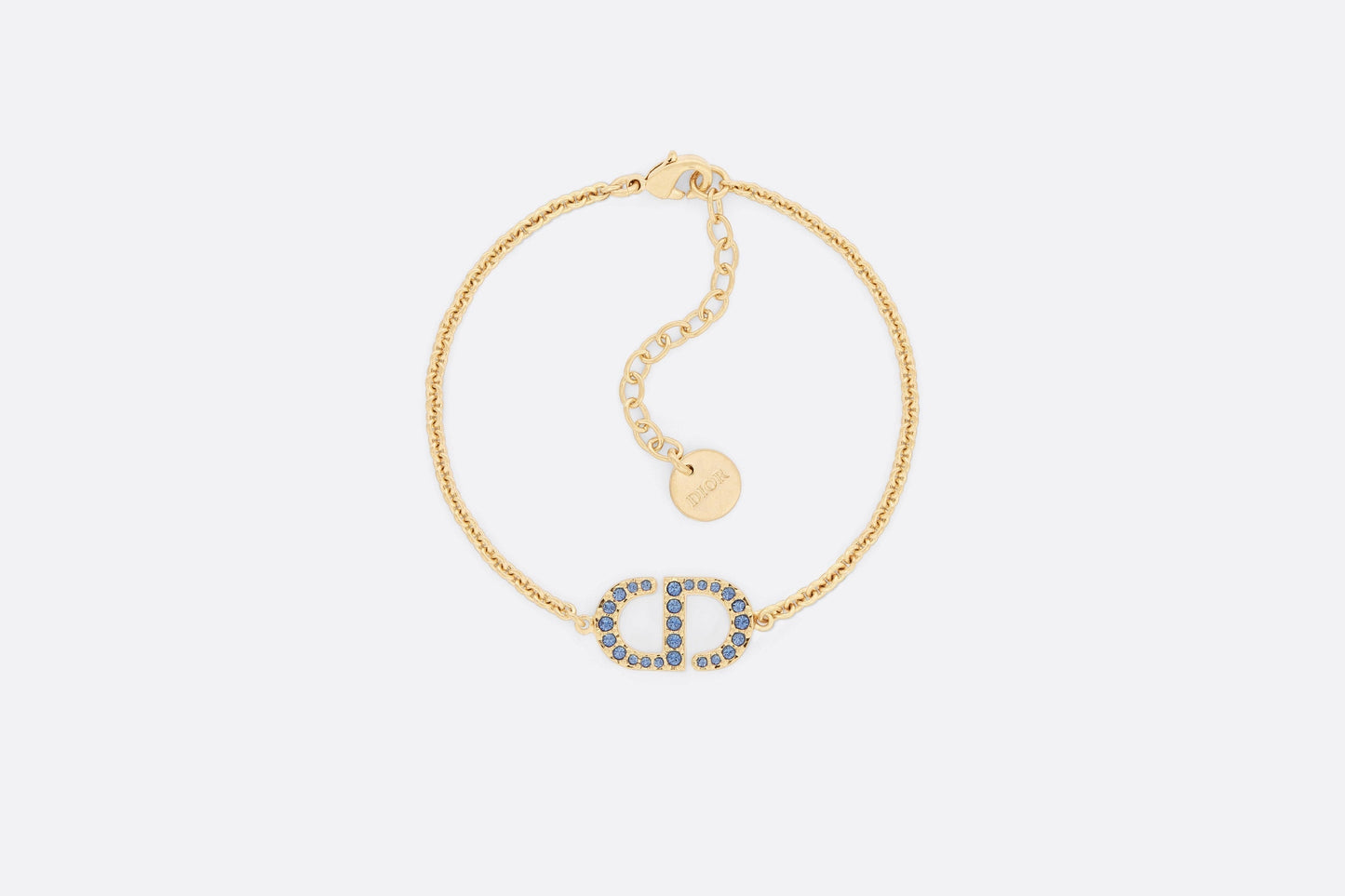 Petit CD Bracelet • Gold-Finish Metal and Blue Crystals