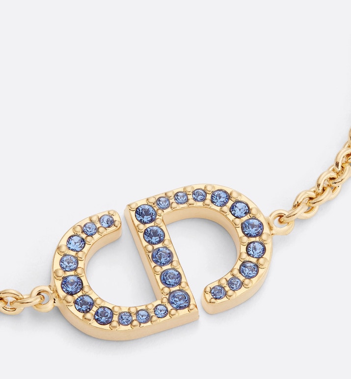 Petit CD Bracelet • Gold-Finish Metal and Blue Crystals