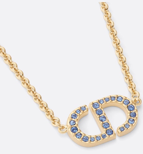 Petit CD Necklace • Gold-Finish Metal and Blue Crystals