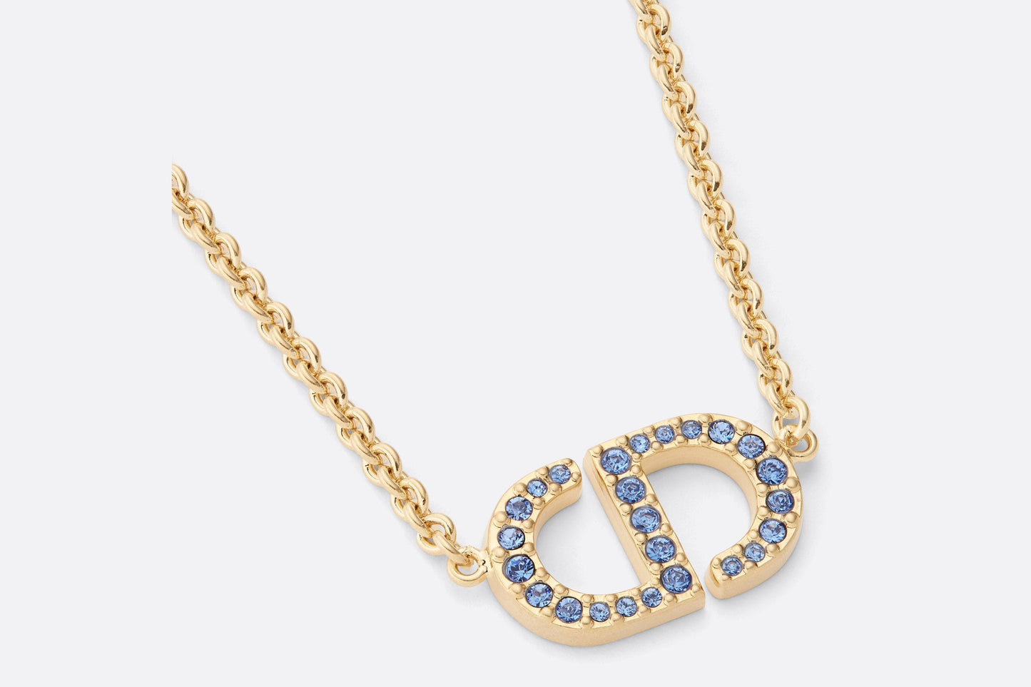 Petit CD Necklace • Gold-Finish Metal and Blue Crystals