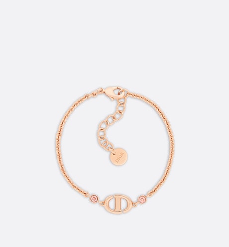 CD Navy Bracelet • Pink-Finish Metal and Pink Crystals