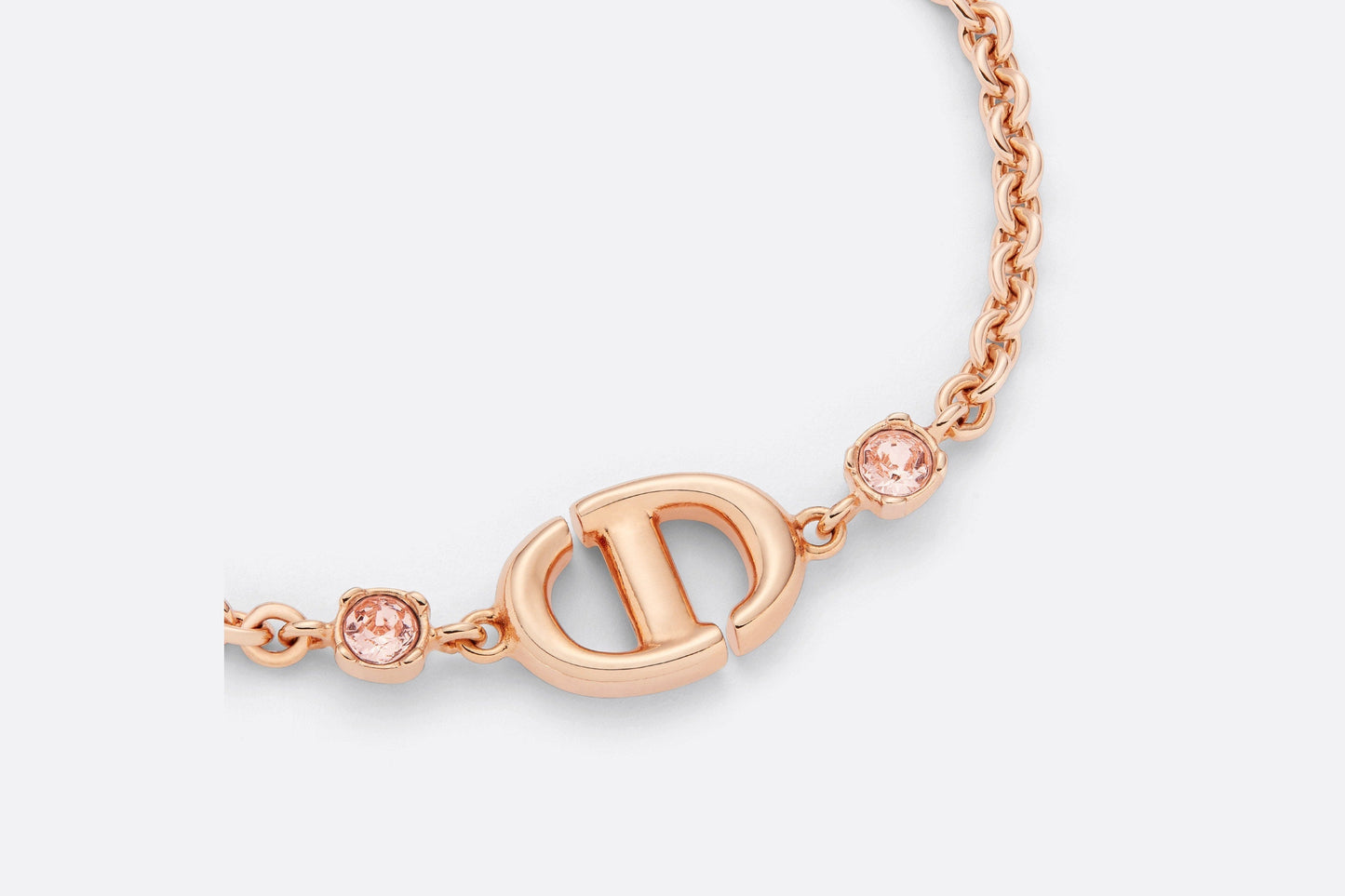 CD Navy Bracelet • Pink-Finish Metal and Pink Crystals