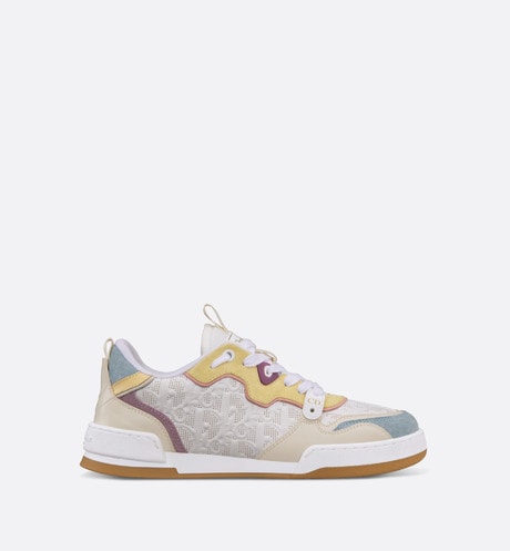 Dior One Sneaker • White Dior Oblique Perforated Calfskin and Multicolor Suede Calfskin
