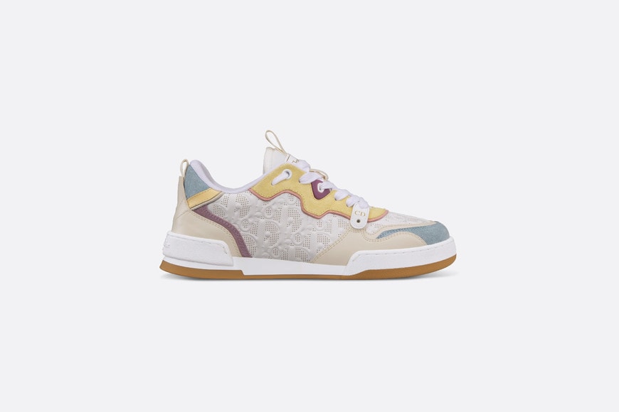 Dior One Sneaker • White Dior Oblique Perforated Calfskin and Multicolor Suede Calfskin