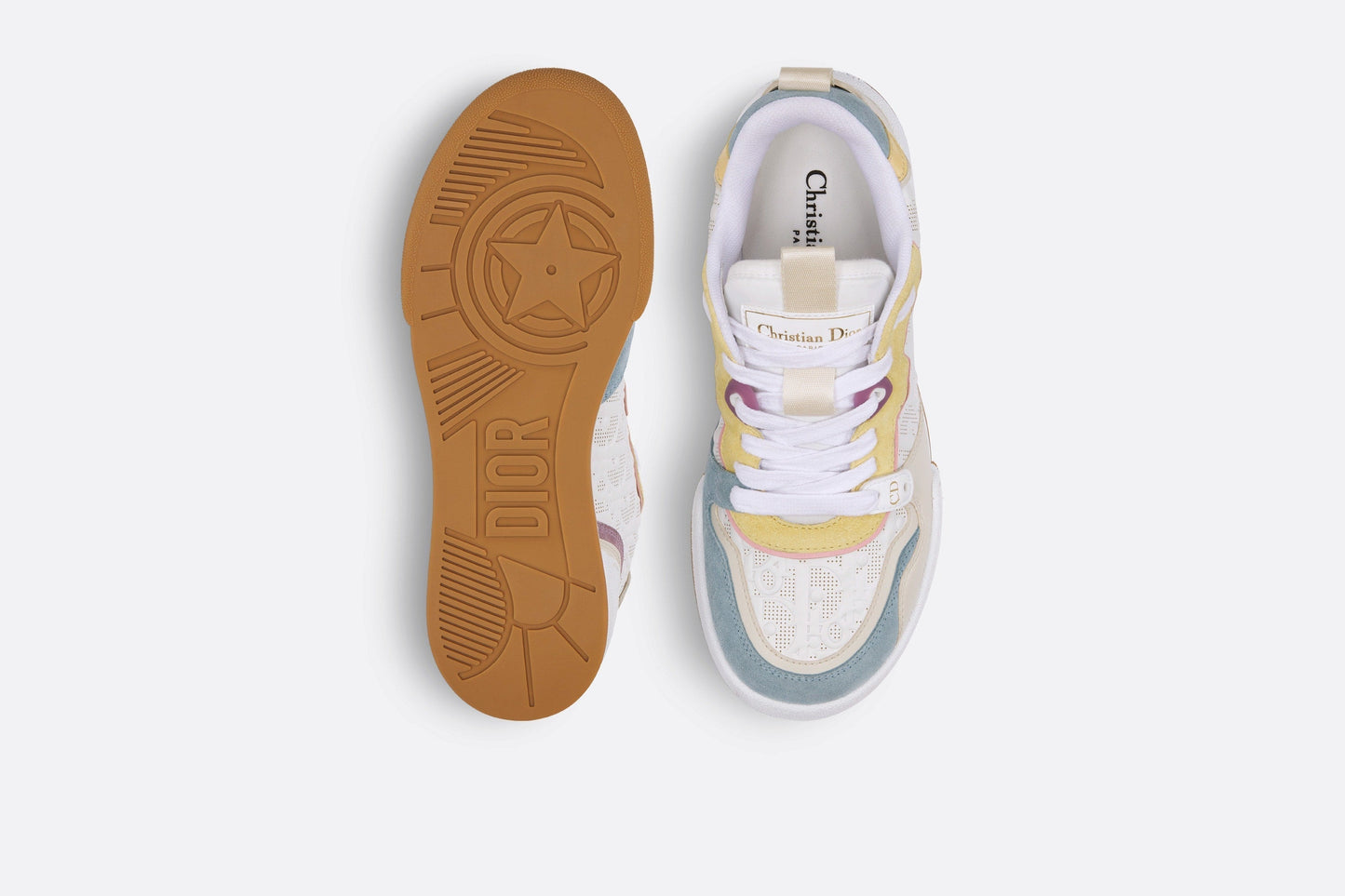 Dior One Sneaker • White Dior Oblique Perforated Calfskin and Multicolor Suede Calfskin