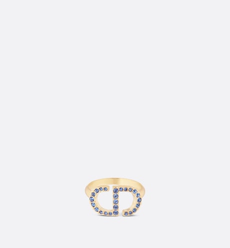 Petit CD Ring • Gold-Finish Metal and Blue Crystals