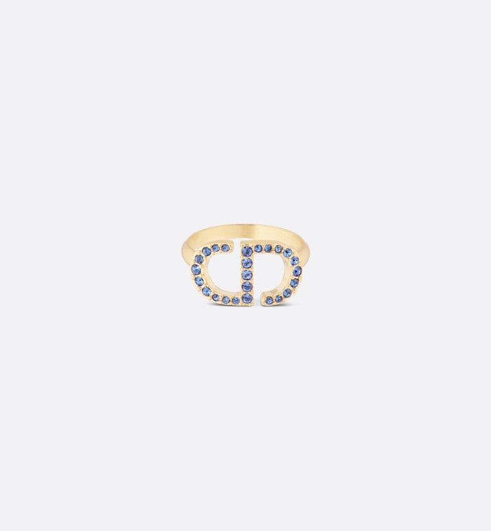 Petit CD Ring • Gold-Finish Metal and Blue Crystals