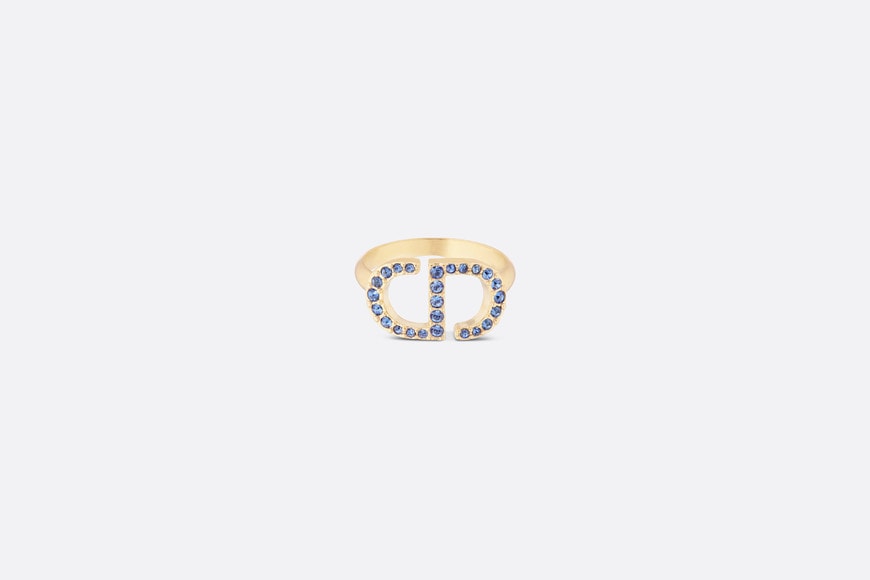 Petit CD Ring • Gold-Finish Metal and Blue Crystals