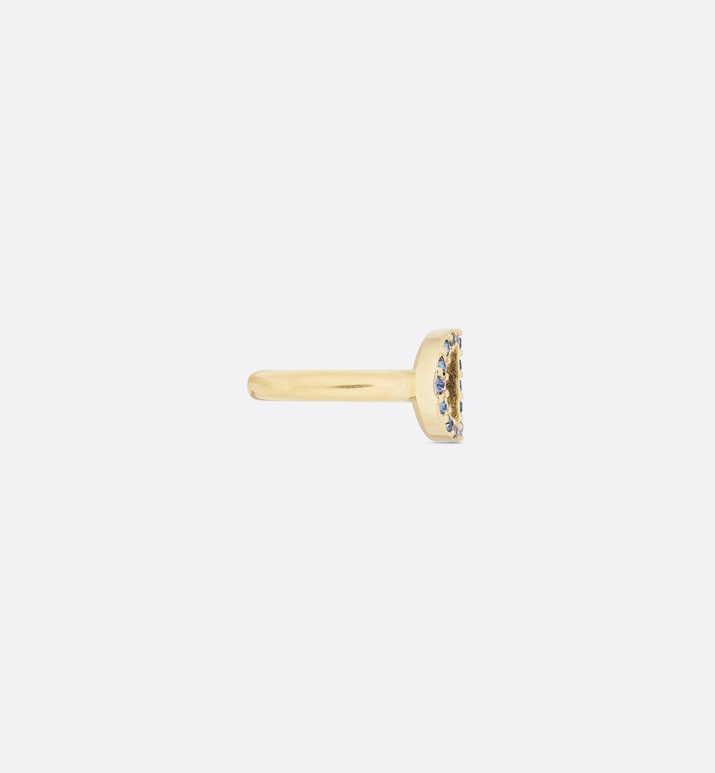 Petit CD Ring • Gold-Finish Metal and Blue Crystals