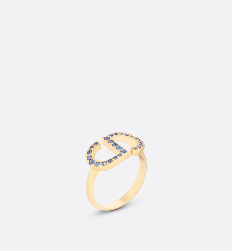 Petit CD Ring • Gold-Finish Metal and Blue Crystals