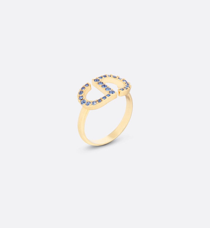 Petit CD Ring • Gold-Finish Metal and Blue Crystals