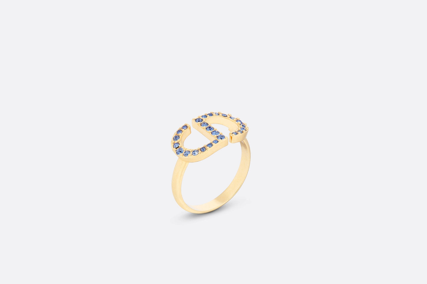 Petit CD Ring • Gold-Finish Metal and Blue Crystals