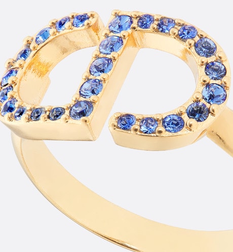 Petit CD Ring • Gold-Finish Metal and Blue Crystals