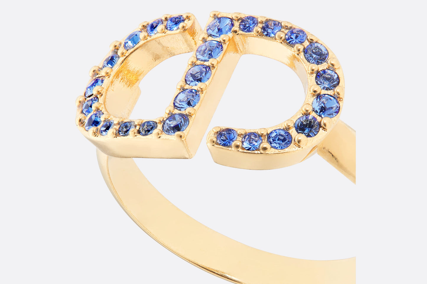 Petit CD Ring • Gold-Finish Metal and Blue Crystals