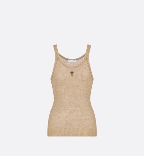 Tank Top • Beige Technical Linen Ribbed Knit
