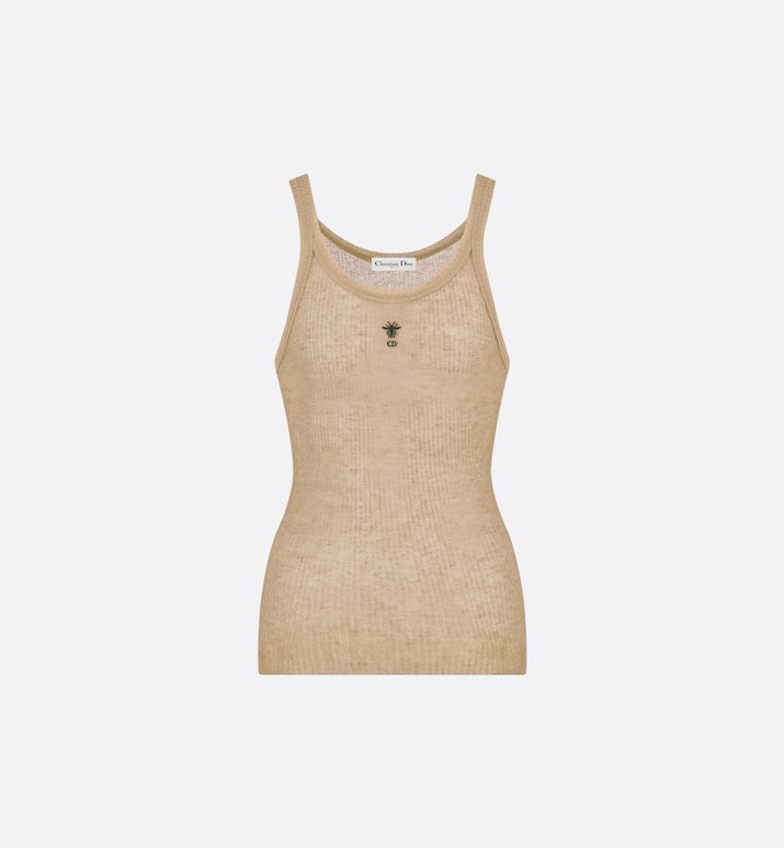 Tank Top • Beige Technical Linen Ribbed Knit