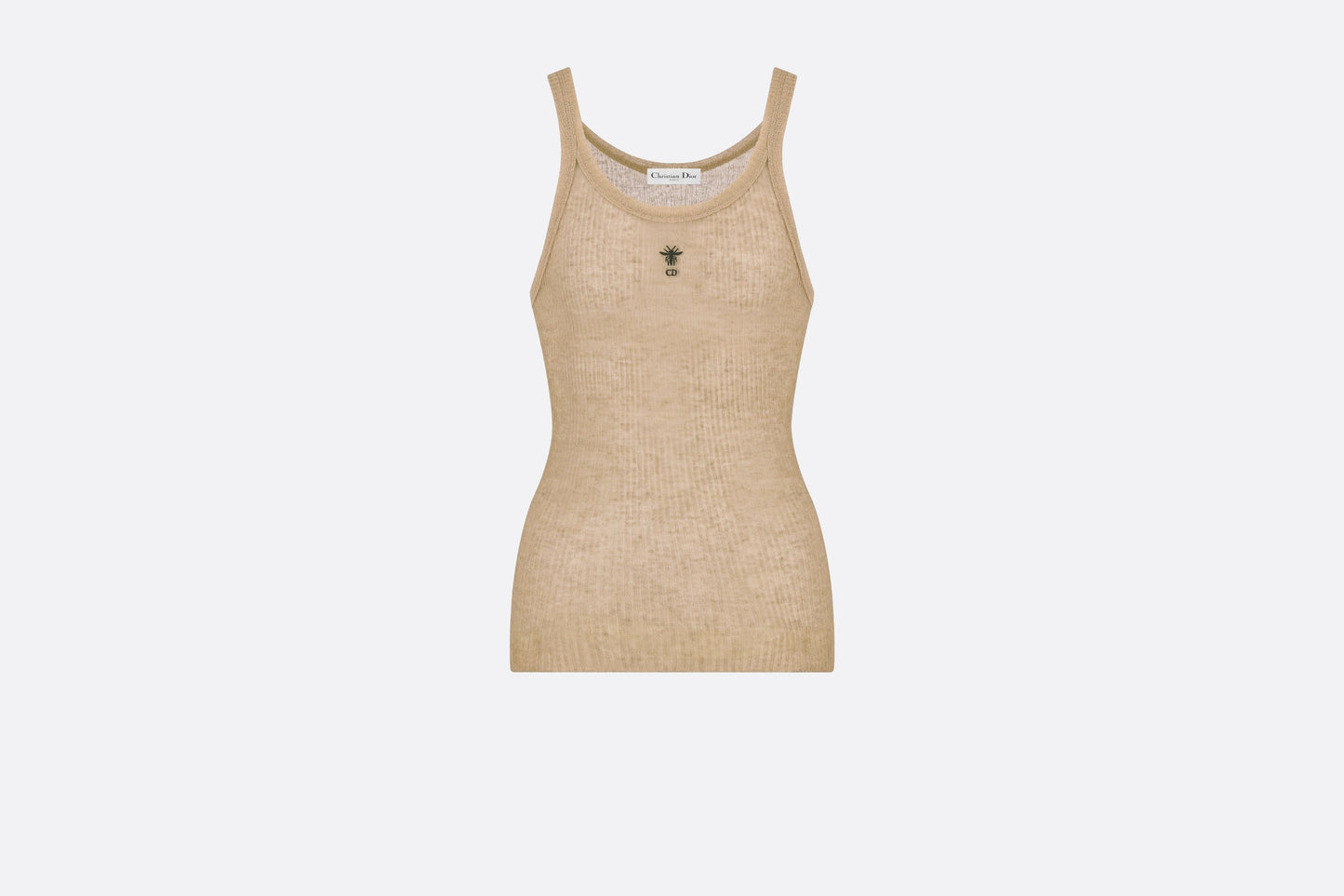 Tank Top • Beige Technical Linen Ribbed Knit