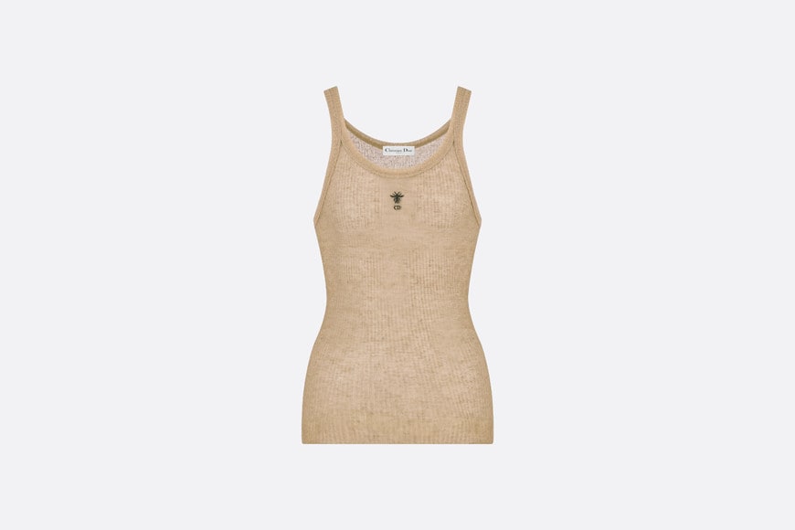 Tank Top • Beige Technical Linen Ribbed Knit