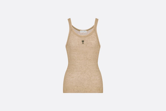 Tank Top • Beige Technical Linen Ribbed Knit