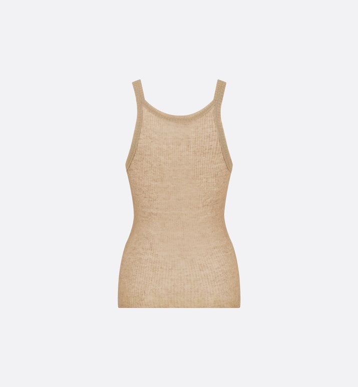 Tank Top • Beige Technical Linen Ribbed Knit