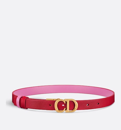 Reversible Saddle Belt • Amaryllis Red and Passion Pink Smooth Calfskin, 20 MM