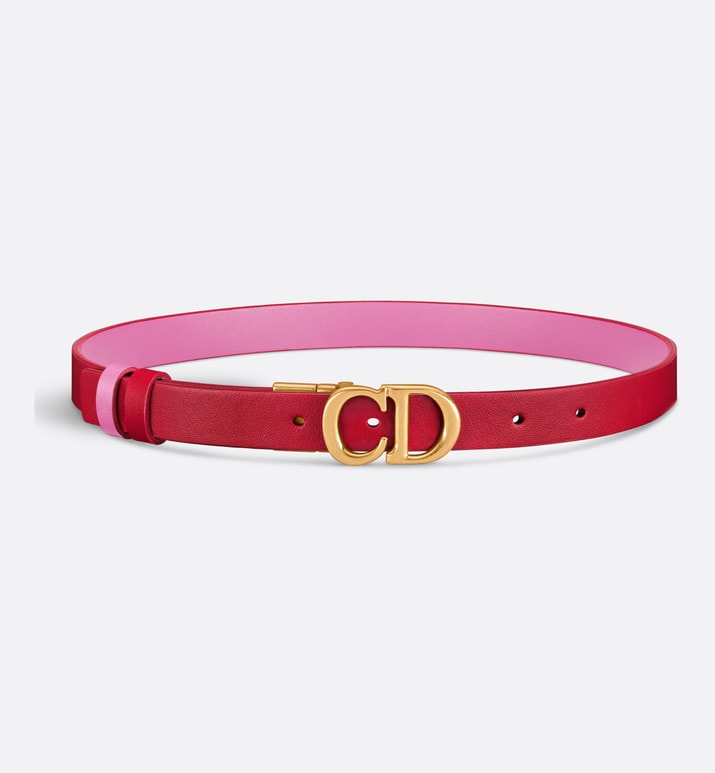 Reversible Saddle Belt • Amaryllis Red and Passion Pink Smooth Calfskin, 20 MM