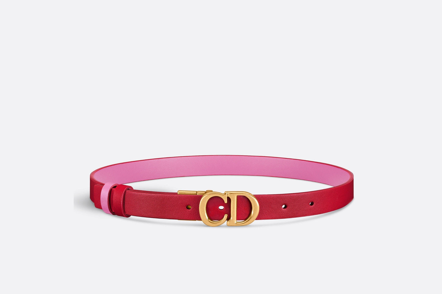 Reversible Saddle Belt • Amaryllis Red and Passion Pink Smooth Calfskin, 20 MM