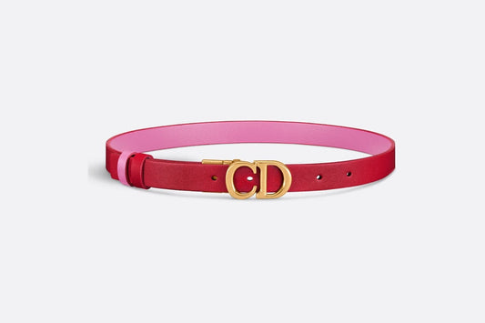 Reversible Saddle Belt • Amaryllis Red and Passion Pink Smooth Calfskin, 20 MM