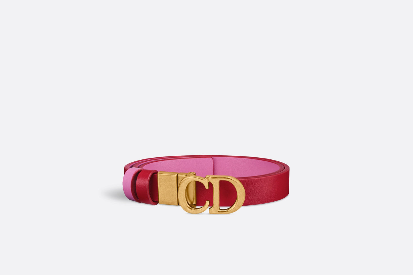Reversible Saddle Belt • Amaryllis Red and Passion Pink Smooth Calfskin, 20 MM