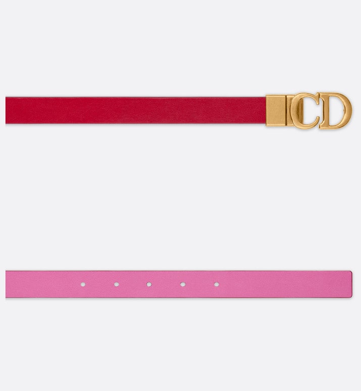 Reversible Saddle Belt • Amaryllis Red and Passion Pink Smooth Calfskin, 20 MM