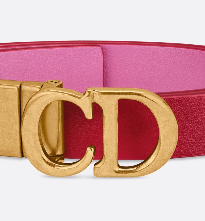Reversible Saddle Belt • Amaryllis Red and Passion Pink Smooth Calfskin, 20 MM