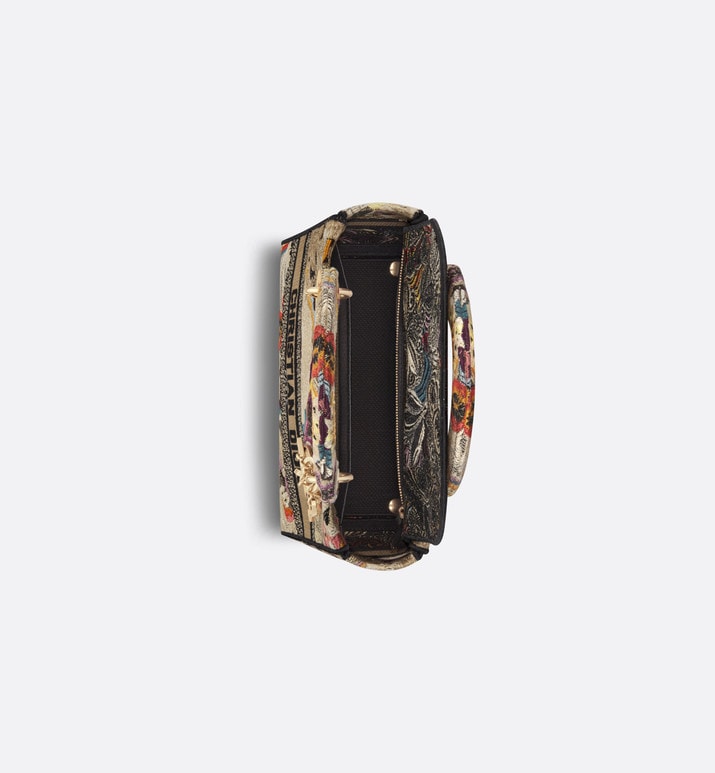 Medium Lady D-Lite Bag • Beige Multicolor Brocart Butterfly Embroidery