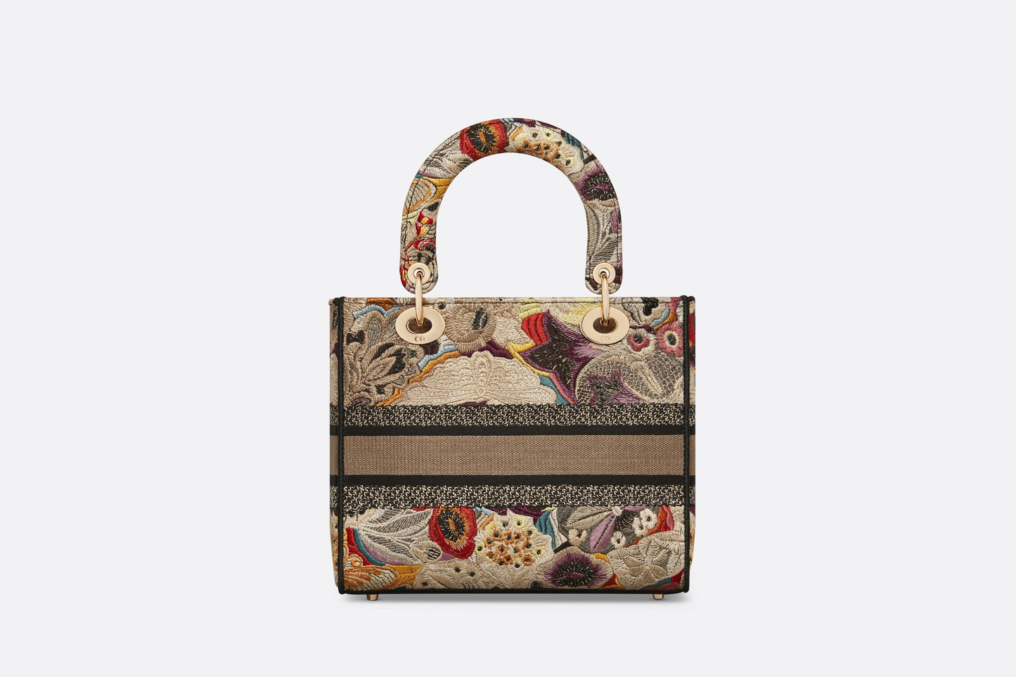 Medium Lady D-Lite Bag • Beige Multicolor Brocart Butterfly Embroidery