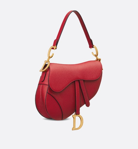 Saddle Bag with Strap • Amaryllis Red Grained Calfskin